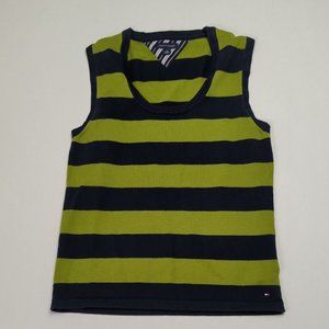 Tommy Hilfiger Womens Large L Size Green Color Block Sweater Vest Cashmere Blend